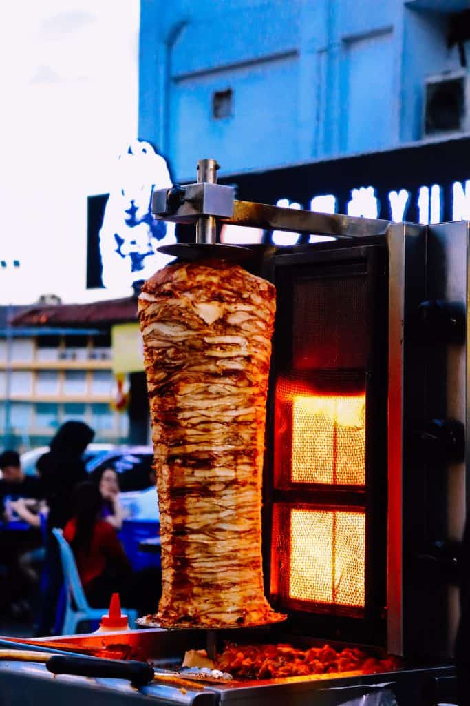 Standing sliced kebab store