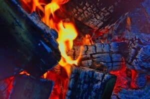 campfire breaking down to coals