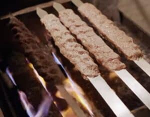 minced kebabs on grill