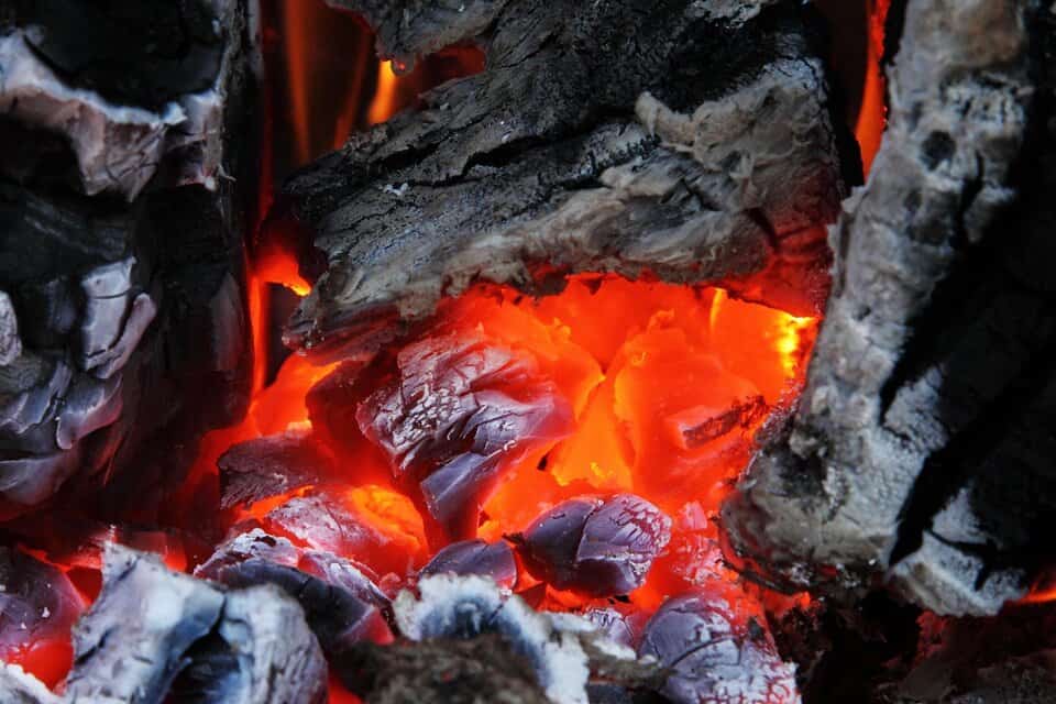wood campfire coals