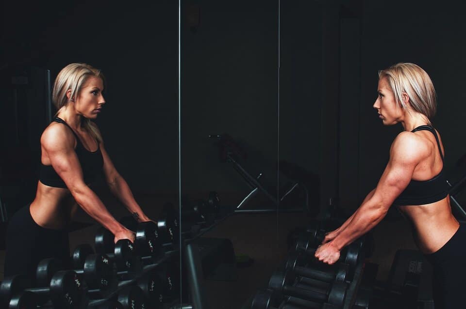 female body builder in gym